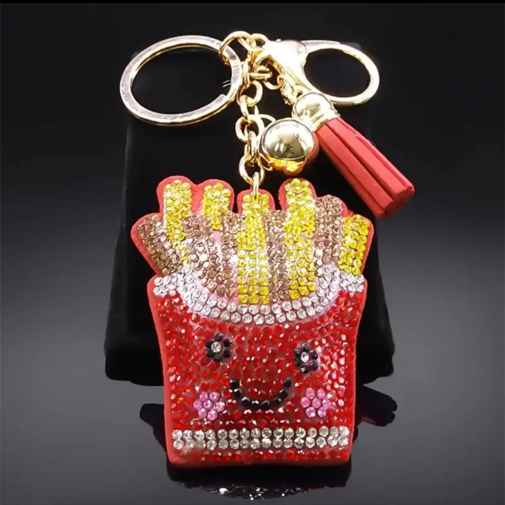 Rhinestone French Fries Charm/Keychain - Picture 1 of 2